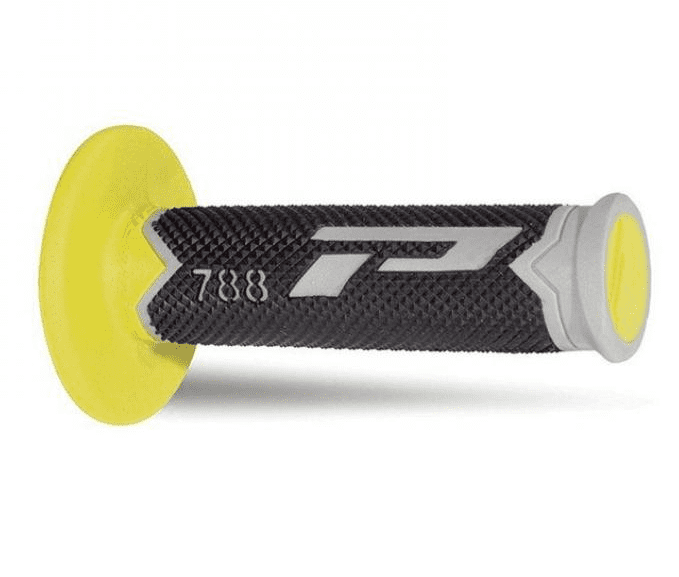 405401300 pair of progrip 788-210 mx grips, grey/black/yellow, triple density, without hole