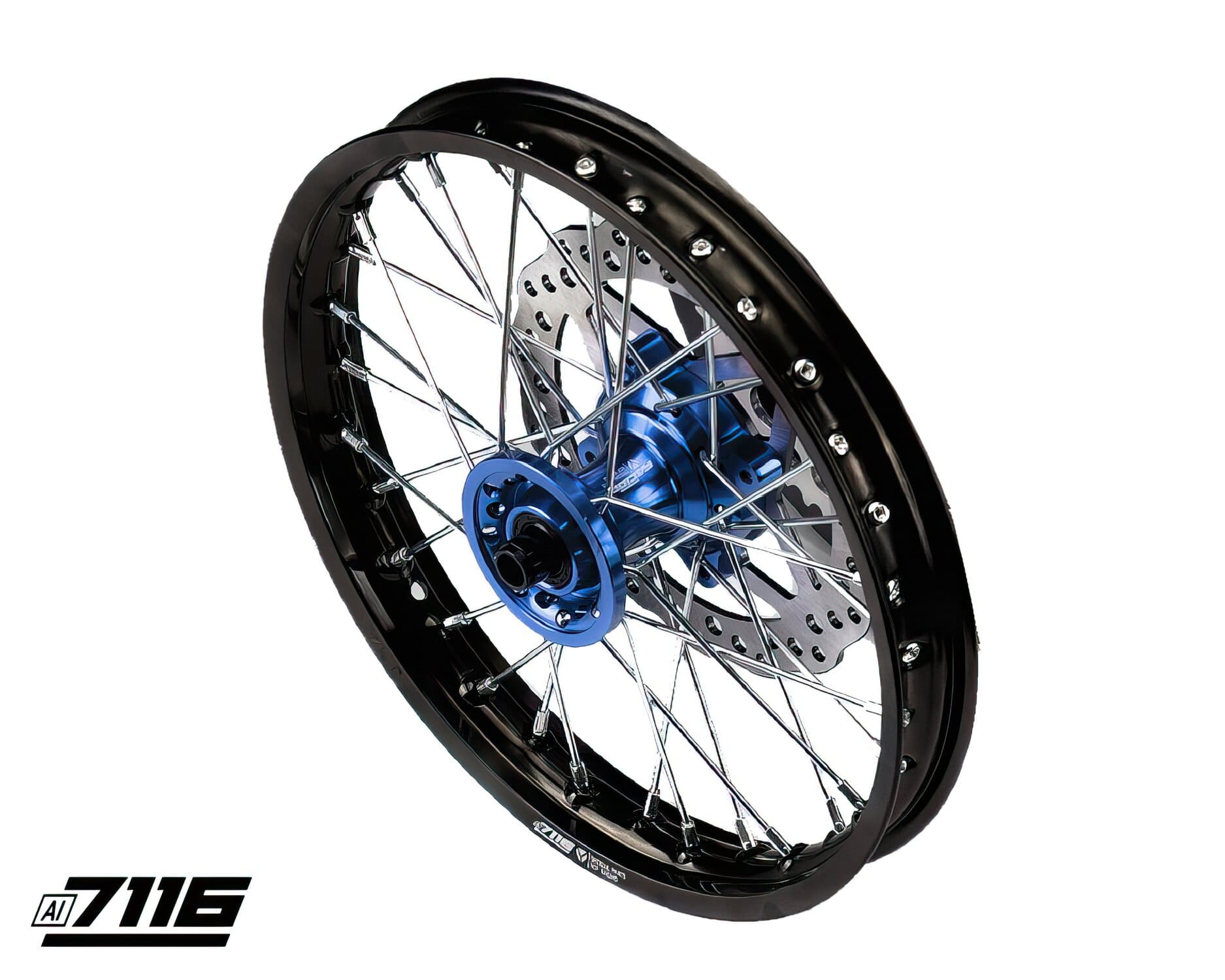 YCF-110-06012/BL Ruota anteriore alluminio 12" - mozzo CNC blu con disco YCF Factory Pit Bike, COD: YCF-110-06012/BL