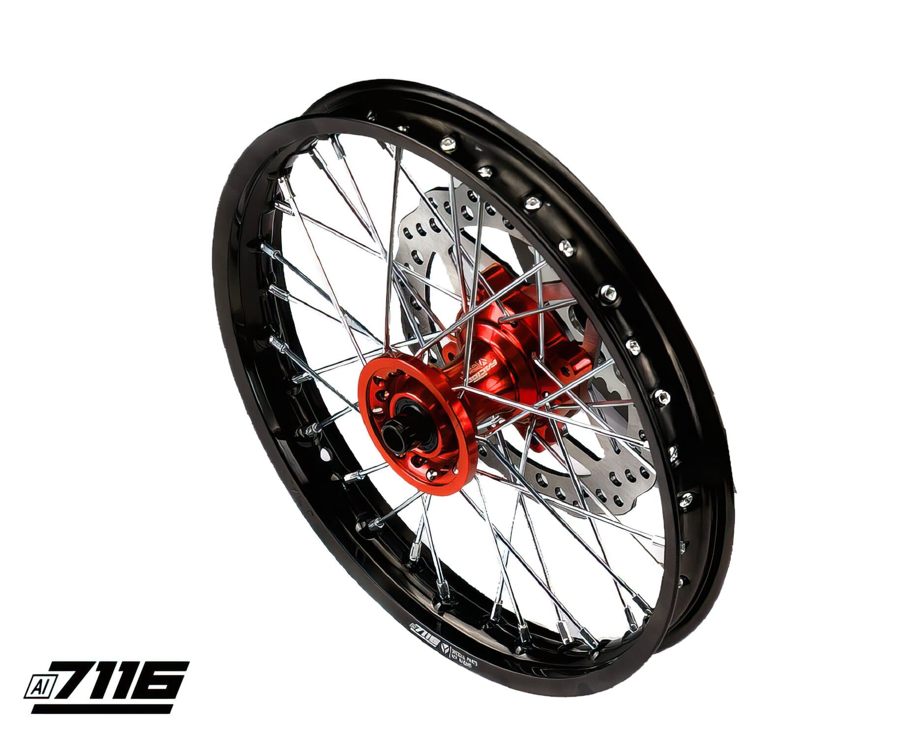 YCF-110-06012/OR Ruota anteriore alluminio 12" - mozzo CNC arancione con disco YCF Factory Pit Bike, COD: YCF-110-06012/OR
