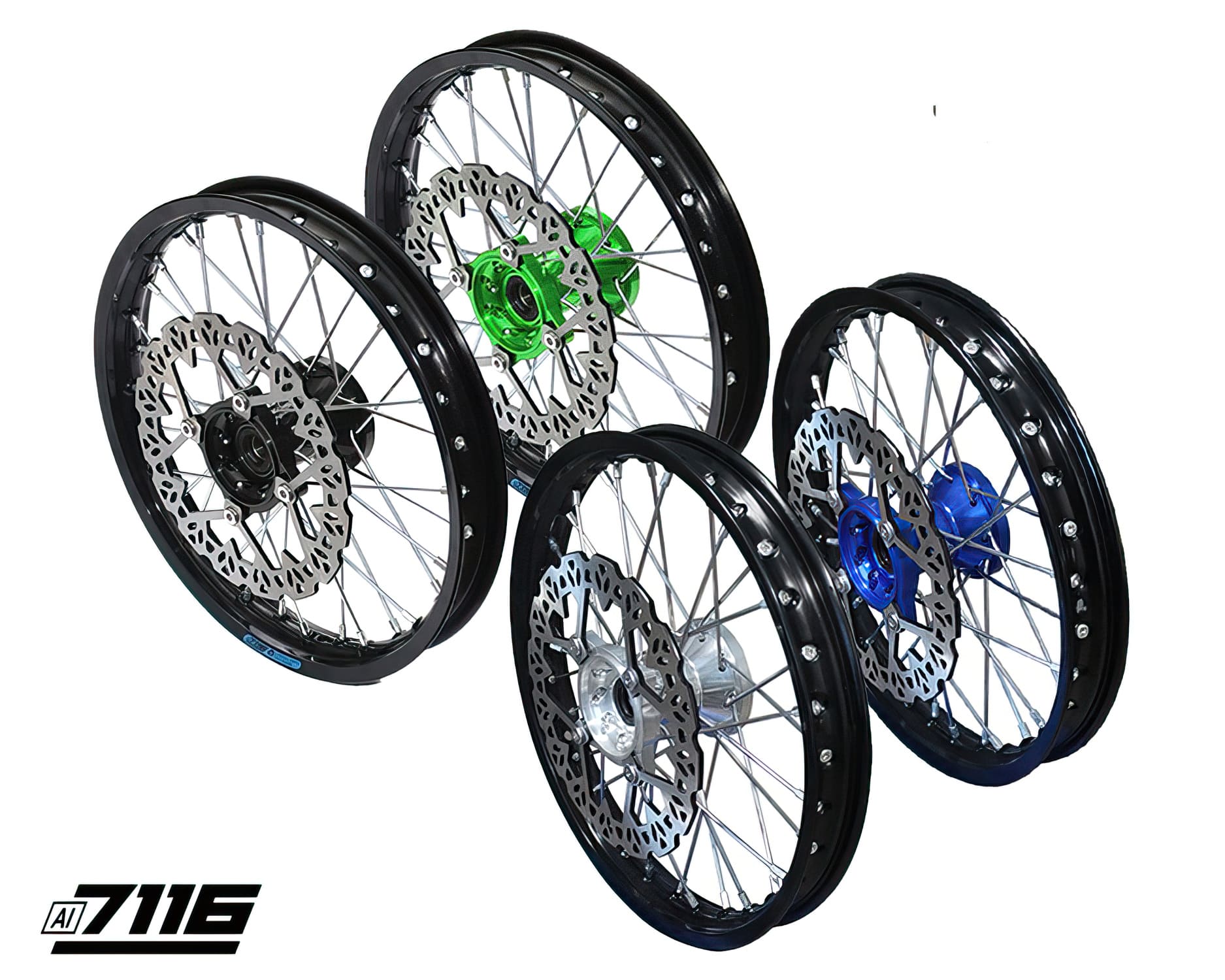 YCF-110-0601/SI Ruota anteriore alluminio 1.4x14" - mozzo CNC argenteo con disco YCF Factory Pit Bike, COD: YCF-110-0601/SI