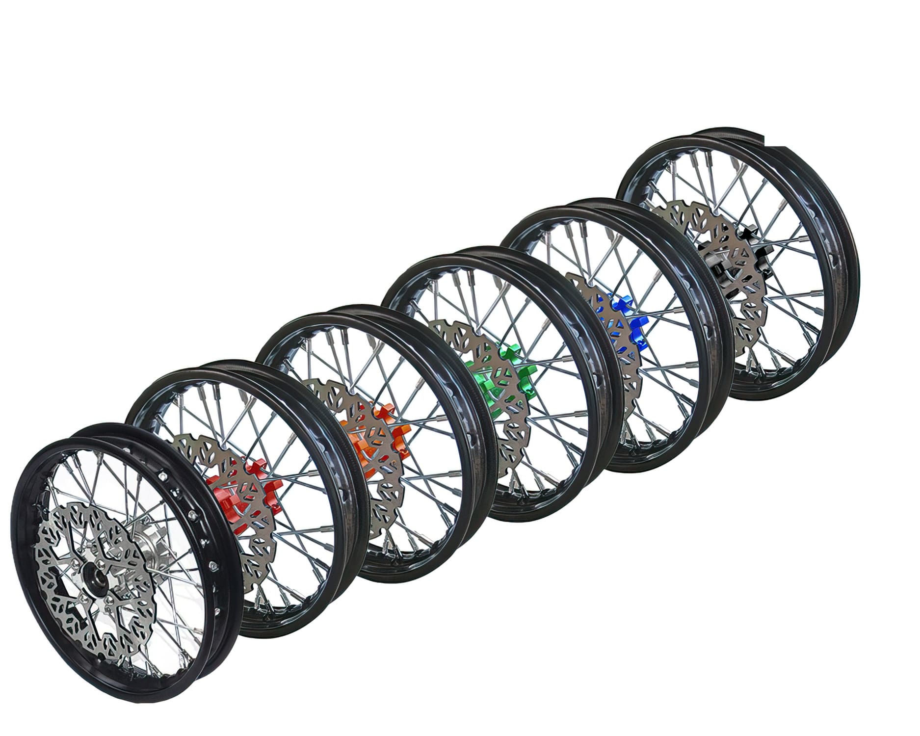 YCF-50-0611-01/SI Ruota anteriore - mozzo CNC argenteo con disco Pit Bike YCF50A, COD: YCF-50-0611-01/SI