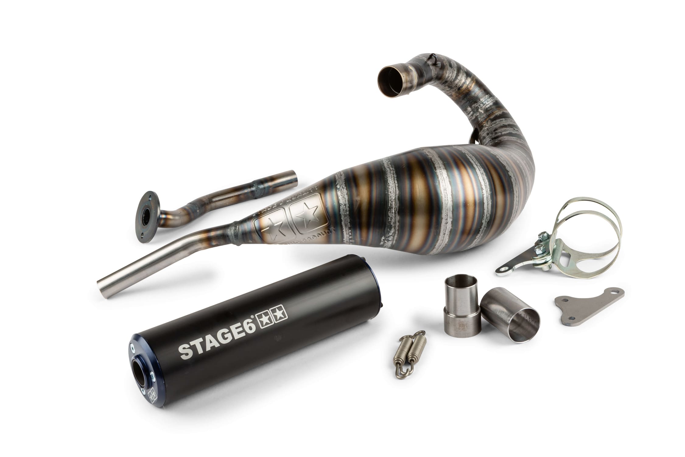 S6-9518805/BL Marmitta Stage6 80 - 90cc CNC blu / nero HM-Moto / Vent / Beta RR, COD: S6-9518805/BL