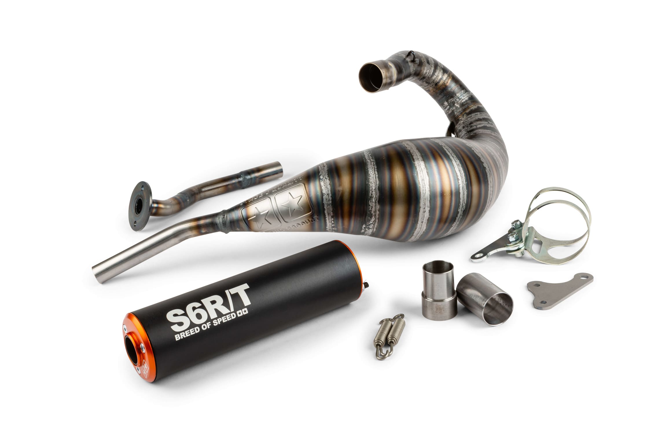 S6-9518805/BO Marmitta Stage6 80 - 90cc CNC arancione / nero HM-Moto / Vent / Beta RR, COD: S6-9518805/BO