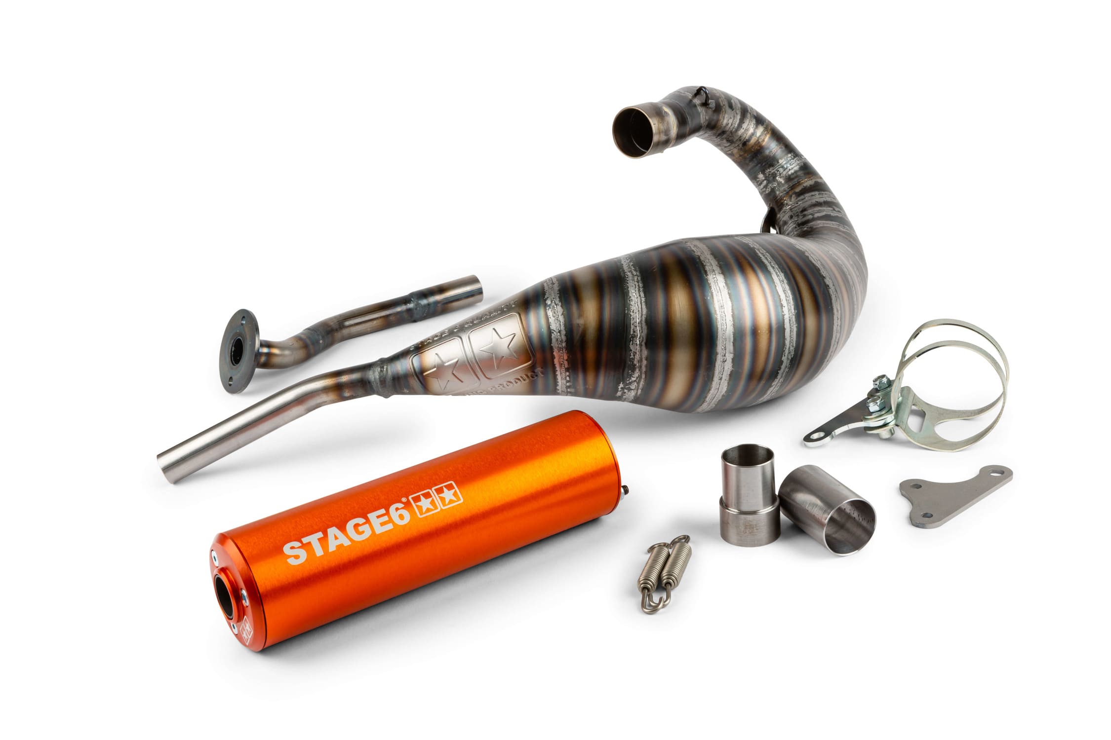 S6-9518805/OR Marmitta Stage6 80 - 90cc CNC arancione HM-Moto / Vent / Beta RR, COD: S6-9518805/OR