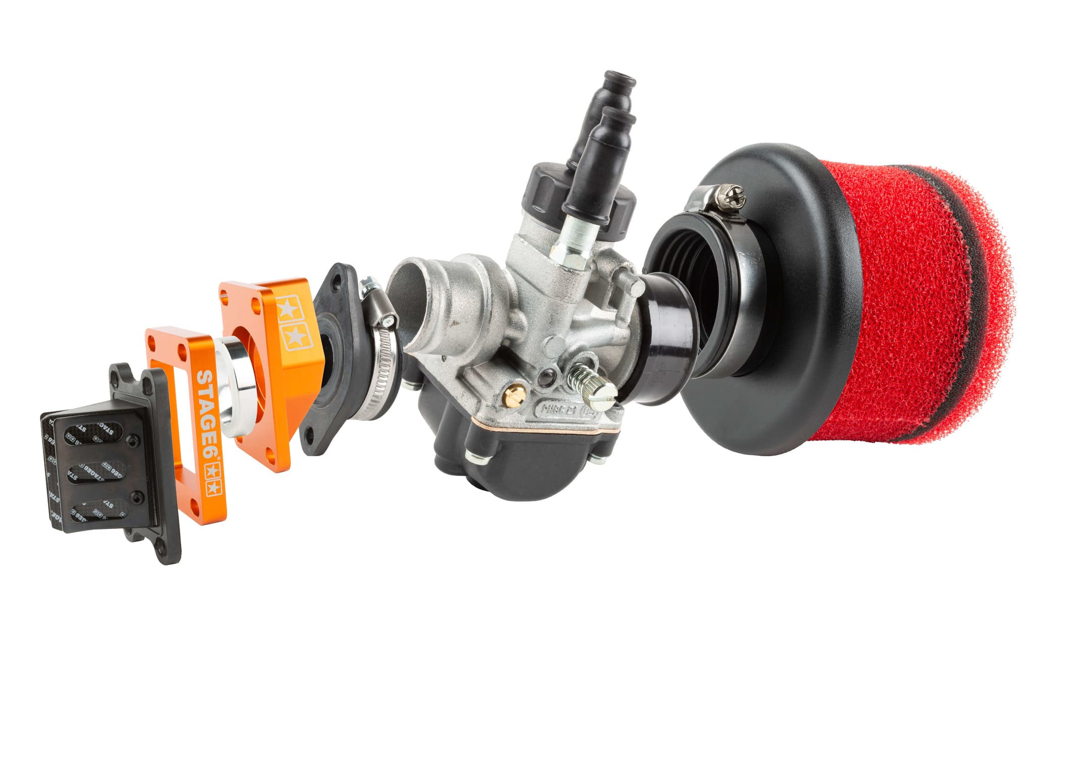 MS-PKMS6-3318802OR/2 Kit Aspirazione High Flow Dell'Orto 21mm arancio AM6 / Derbi