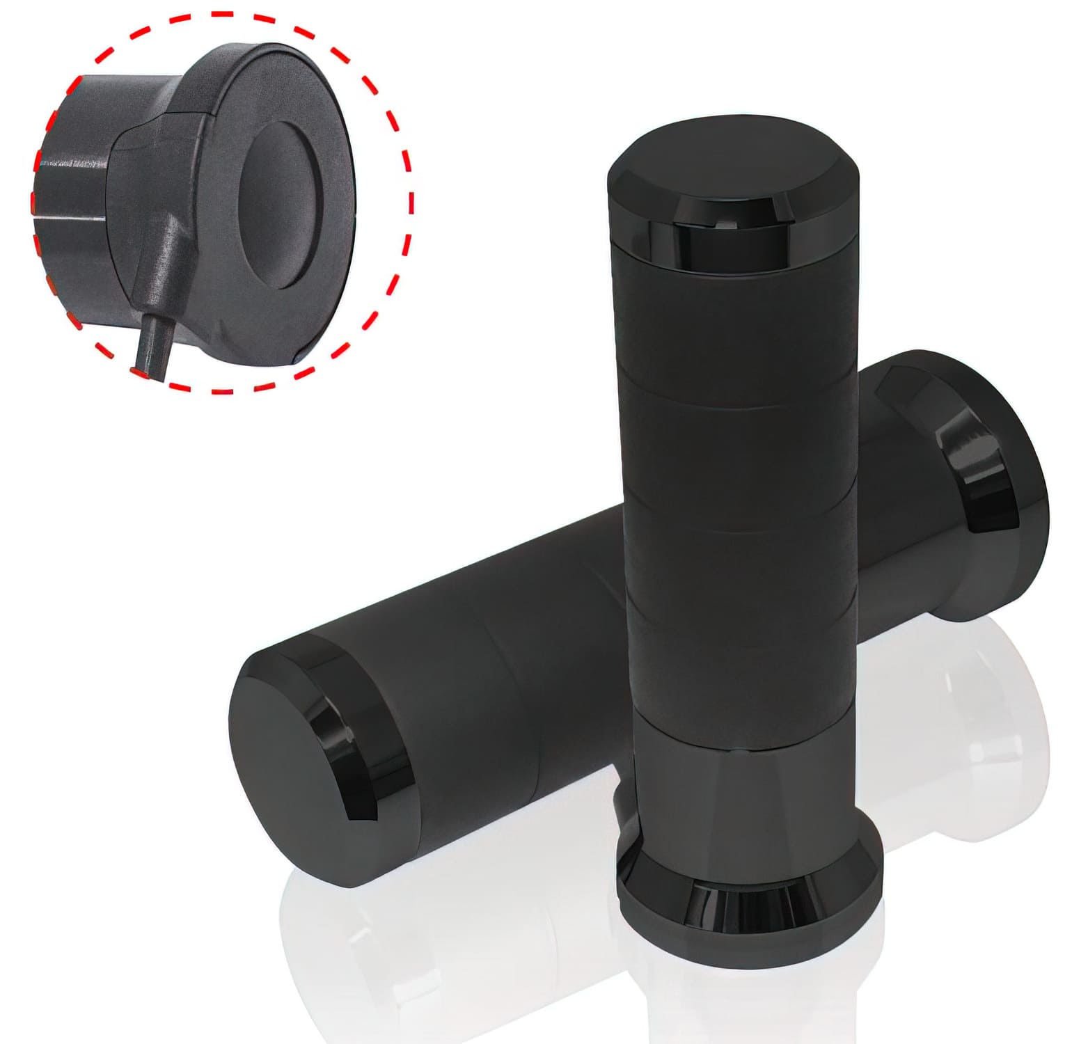 KO-AX065KH0 Koso Titan Heated Grips 7/8" + 1" L=120mm Black with External Switch