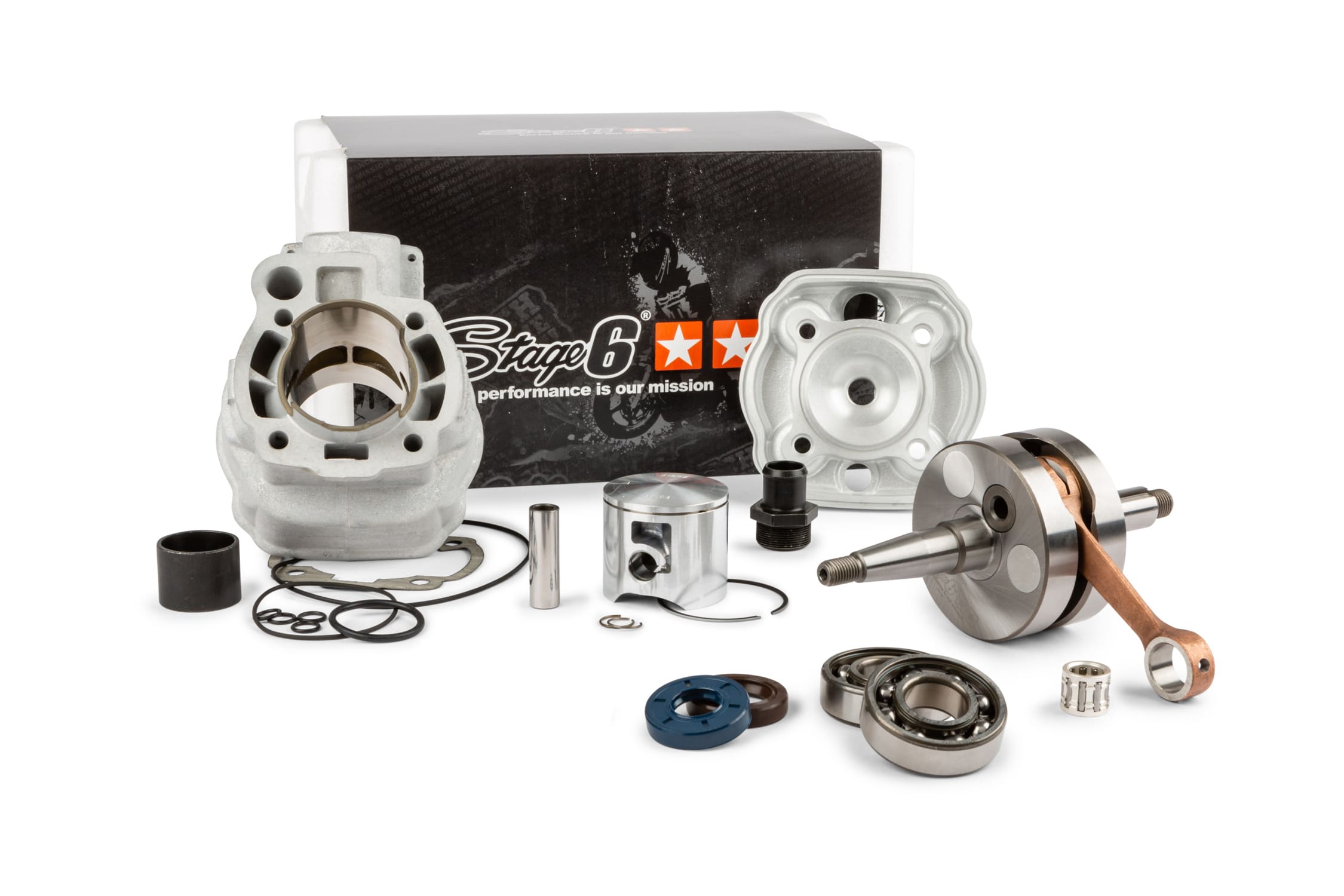 S6-7018810/PACK1 Kit motore gruppo termico + albero motore Stage6 BigRacing 77cc Minarelli AM6, COD: S6-7018810/PACK1