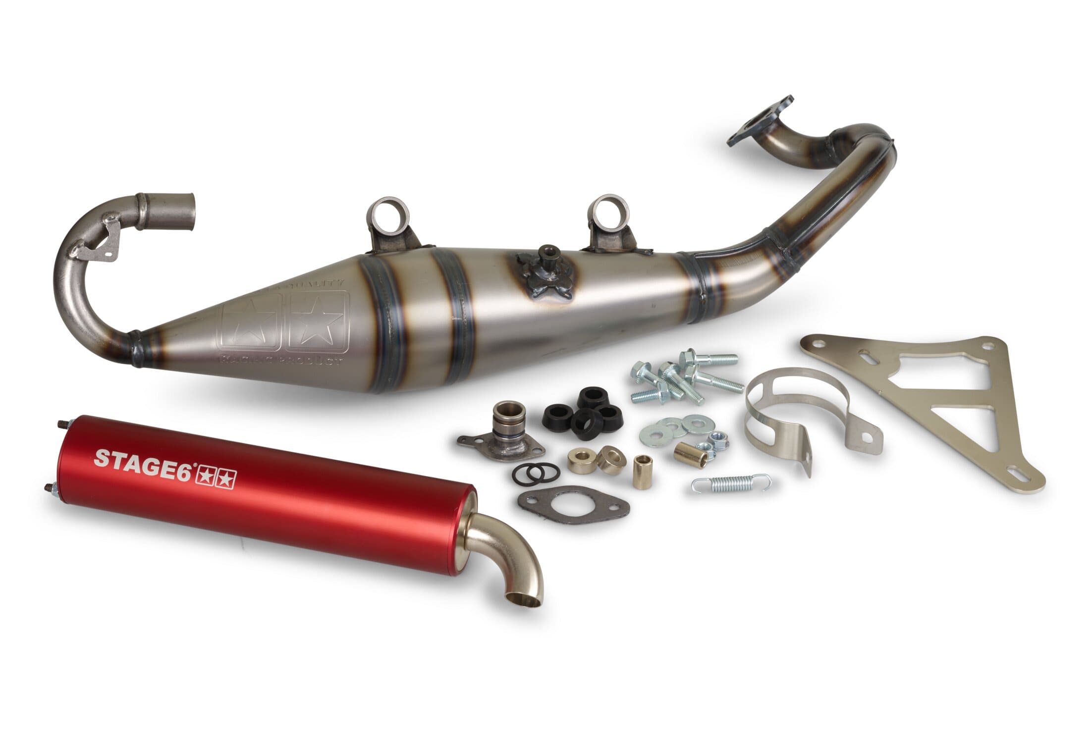 s6-9117804/re marmitta stage6 pro replica mk2 rosso peugeot orizzontale / morini, COD: S6-9117804/RE