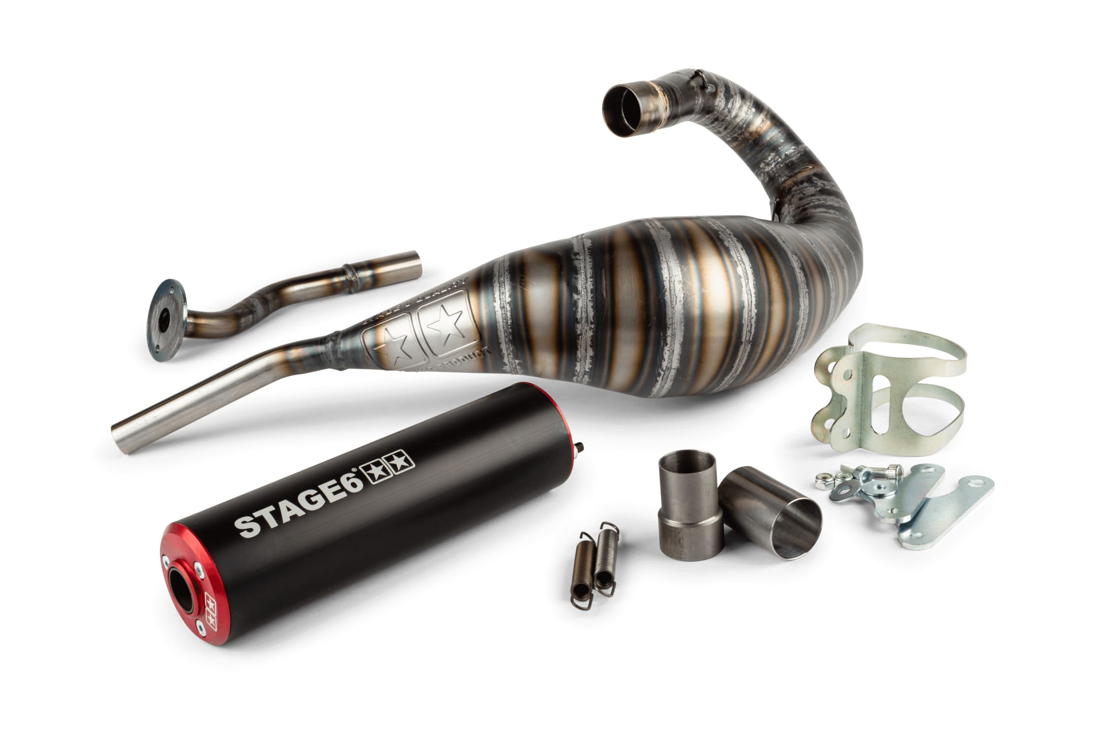 S6-9518805/RE Marmitta Stage6 80 - 90cc CNC rosso / nero HM-Moto / Vent / Beta RR, COD: S6-9518805/RE