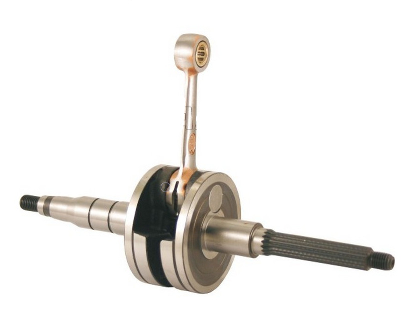 100030010 crankshaft rms racing minarelli vertical 2t 50cc - balanced, polished connecting rod and hq roller cage. gudgeon pin d. 10