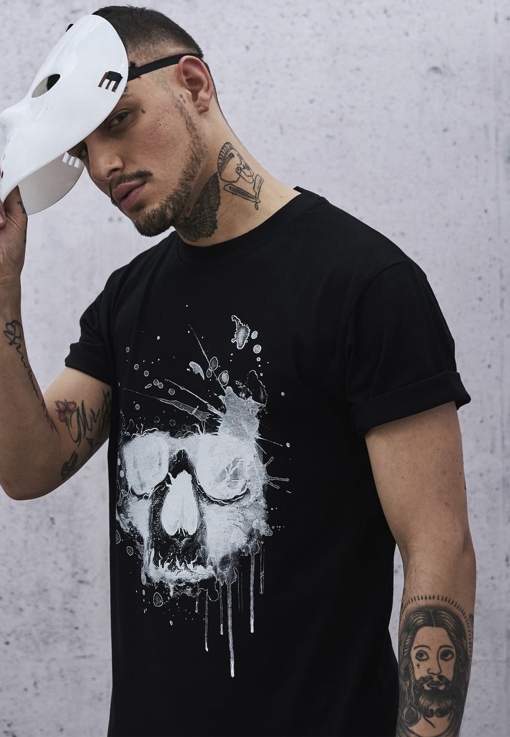 MT620-00007-0060 T-shirt Waterpaint Skull nero XXL