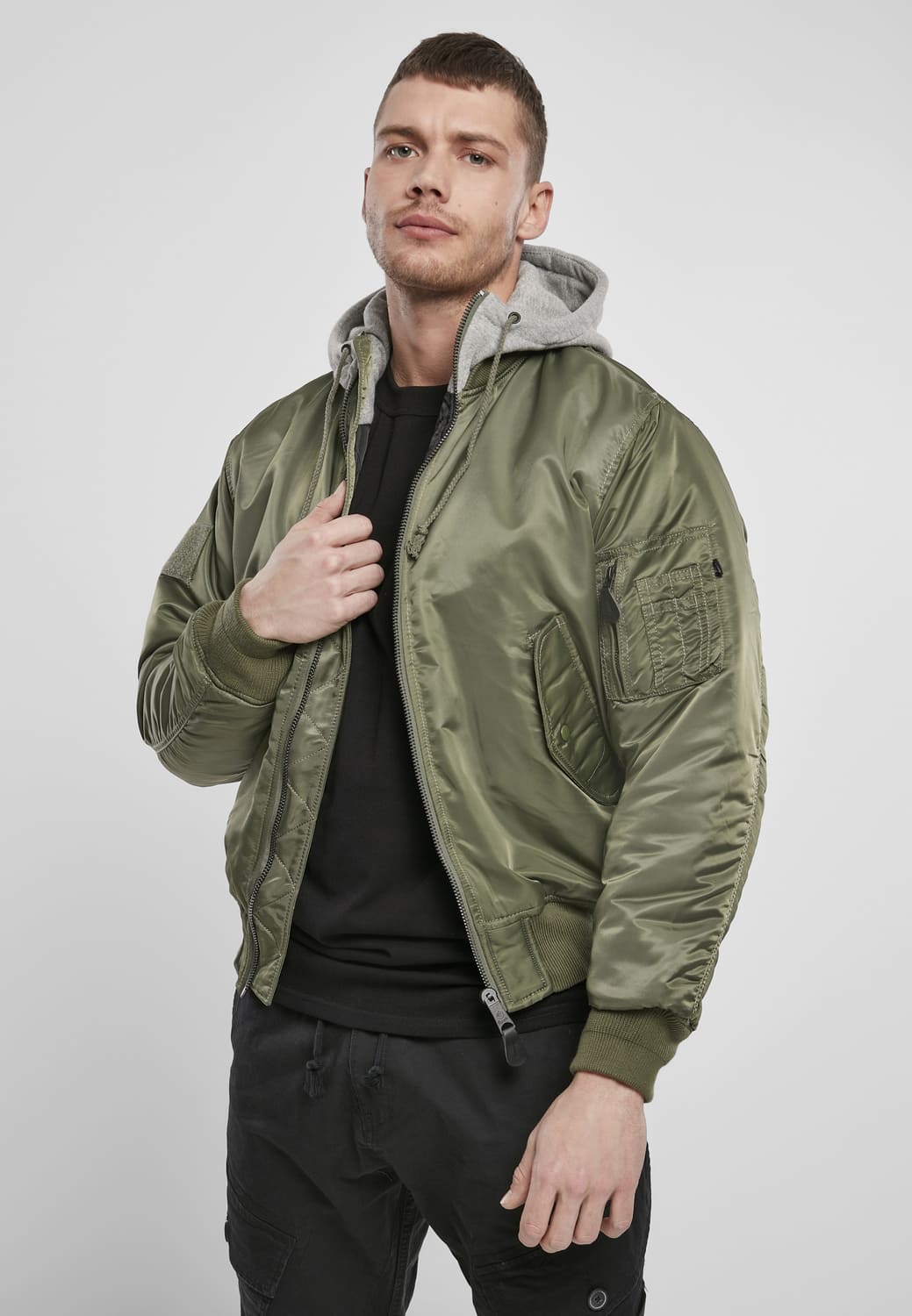 BD3150-02639-0231 Brandit MA1 Hooded Bomber Jacket Olive/Grey 7XL