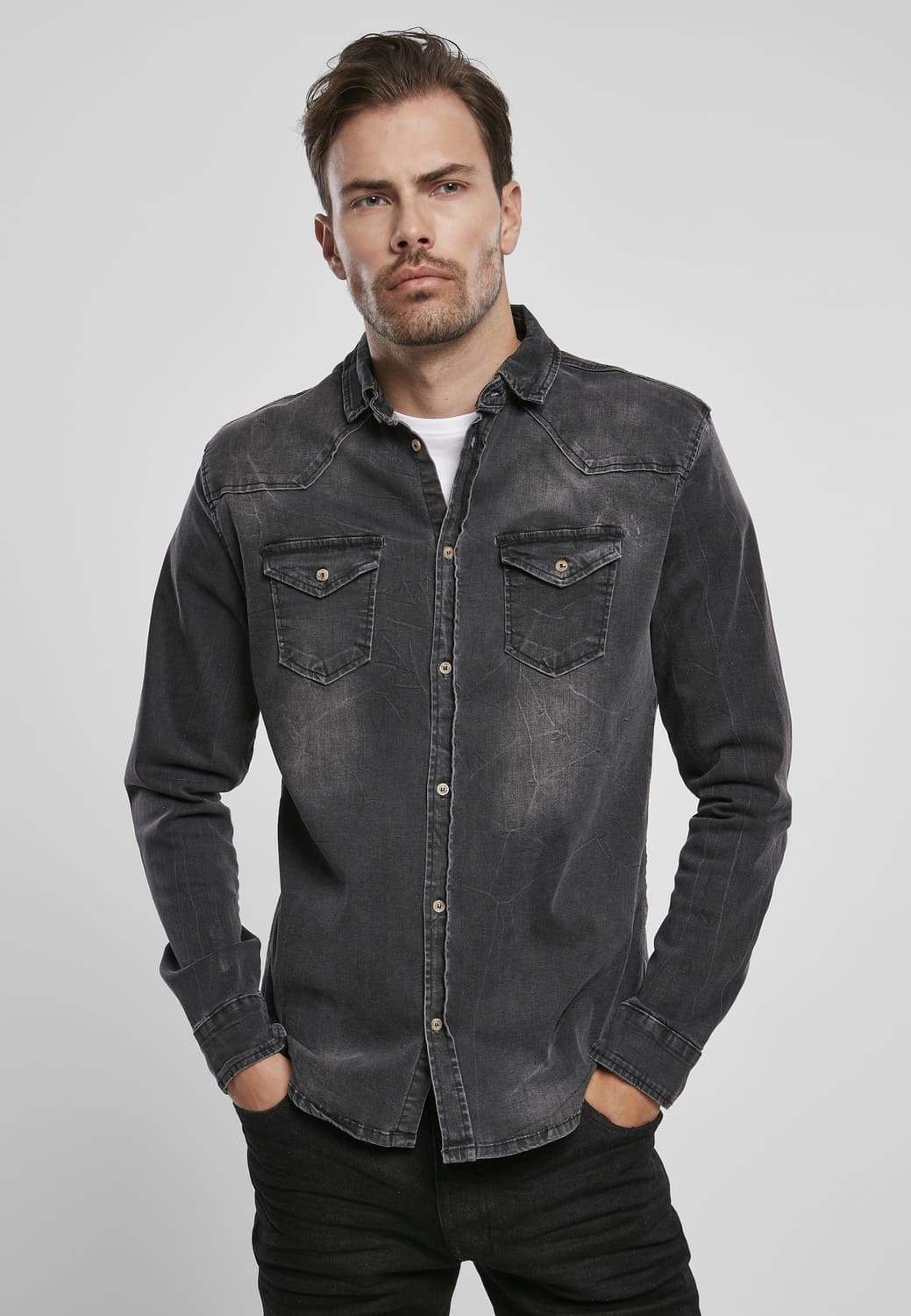 BD4020-00007-0060 Camicia denim Riley Brandit nero XXL