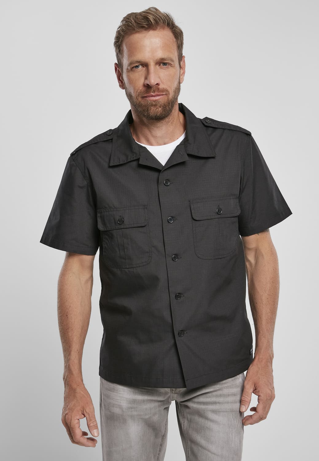 BD4103-00007-0231 Brandit US Ripstop Short Sleeve Shirt Black 7XL