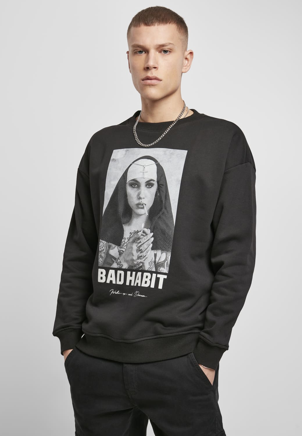 MT1491-00007-0060 Maglione girocollo Bad Habit nero XXL