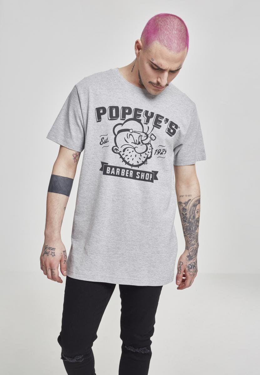 MC179-00431-0060 T-shirt Popeye Barber Shop grigio heather XXL