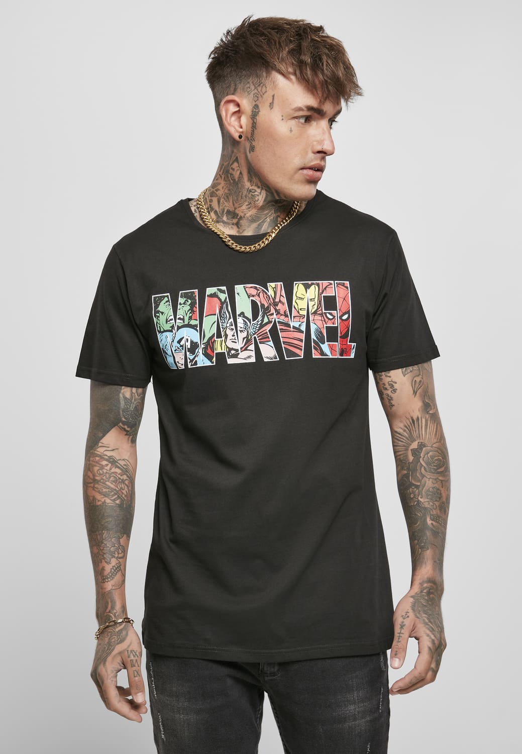 MC591-00007-0060 T-shirt Marvel Logo Character nero XXL