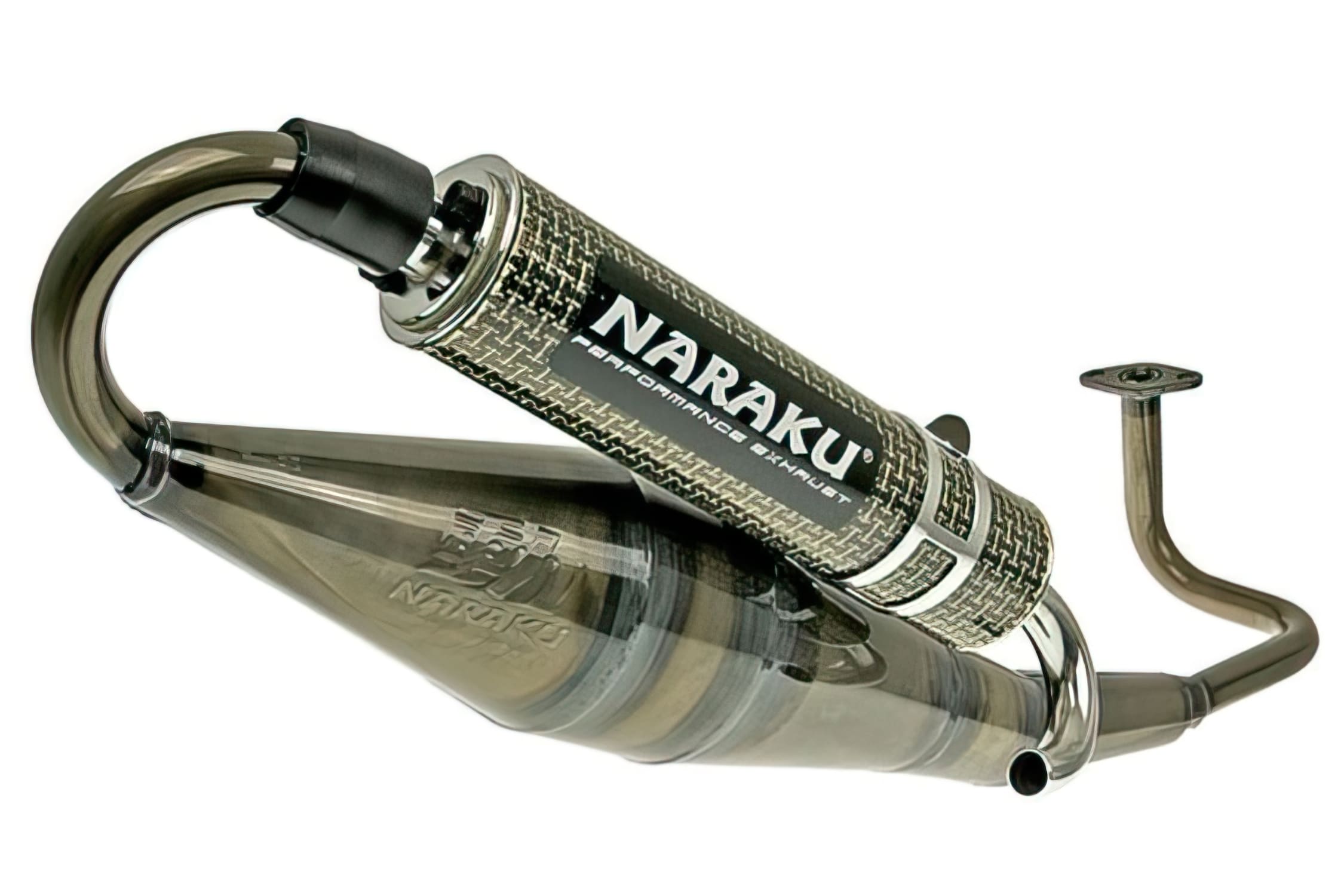 NK400.02 Marmitta Naraku Crossover, GY6, verniciato trasparente, Silenziatore in kevlar, con omologazione, COD: NK400.02