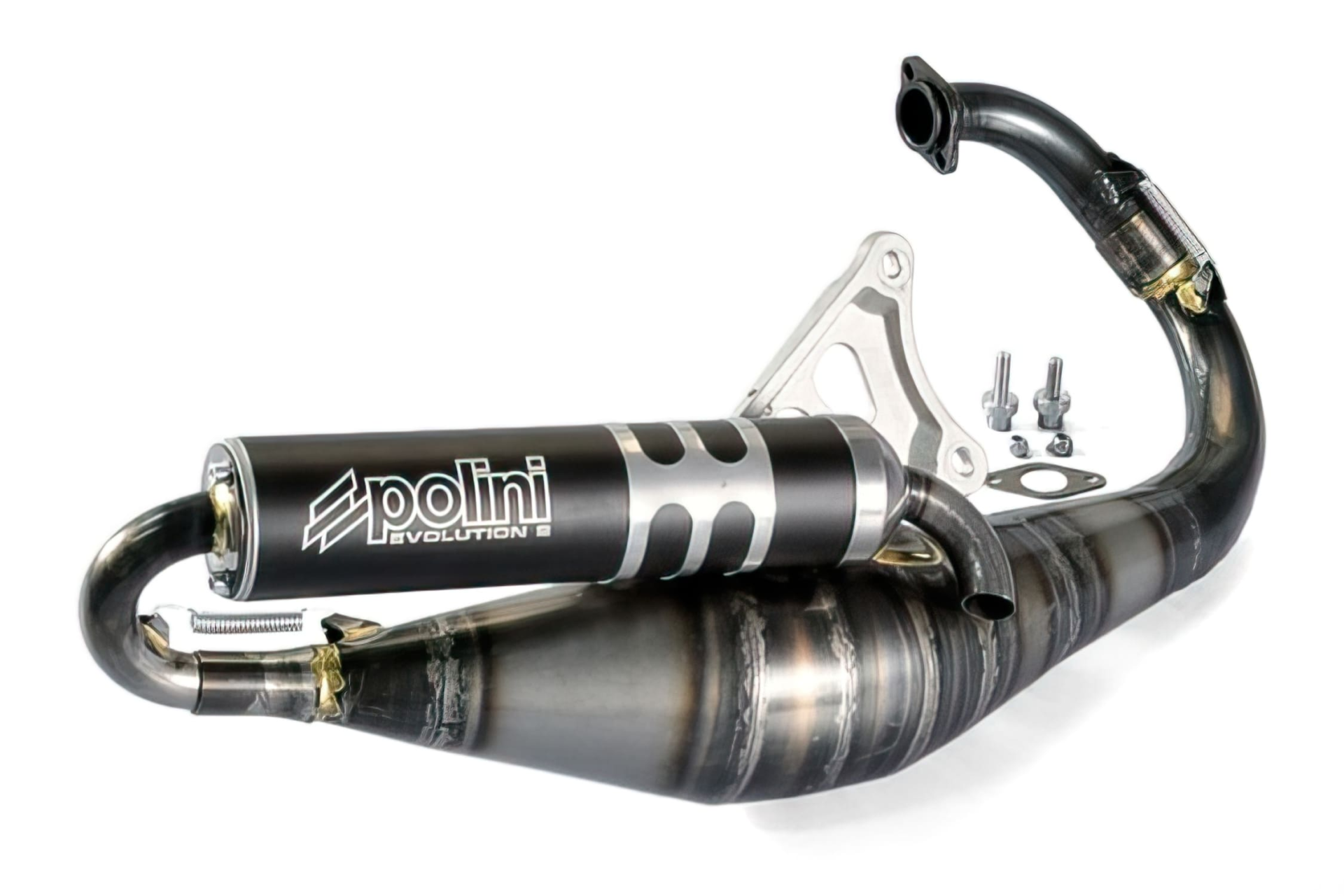 200.0279 Polini Evolution 2 vertical exhaust for Minarelli, MBK, Yamaha, Booster, and BWS all models