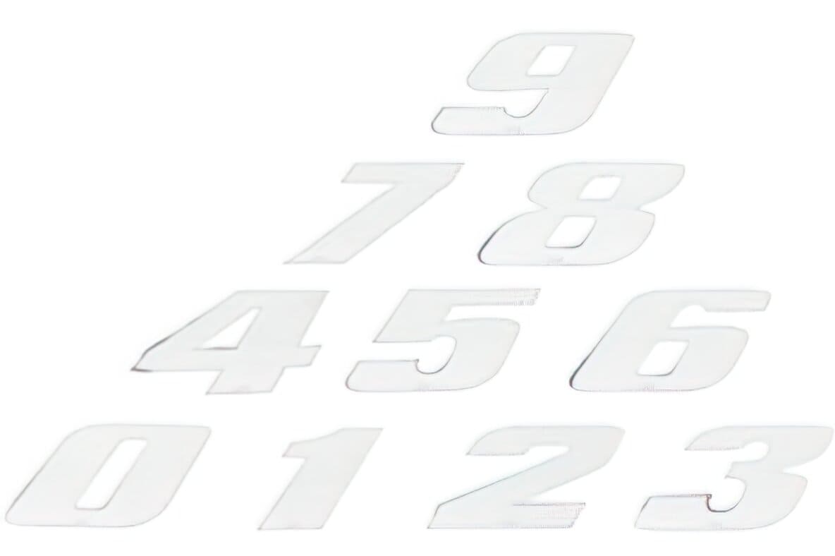 ST-NR20W0 Adesivo Numero di Gara, Numero 0, piccolo, bianco/ Bordo cromato, COD: ST-NR20W0