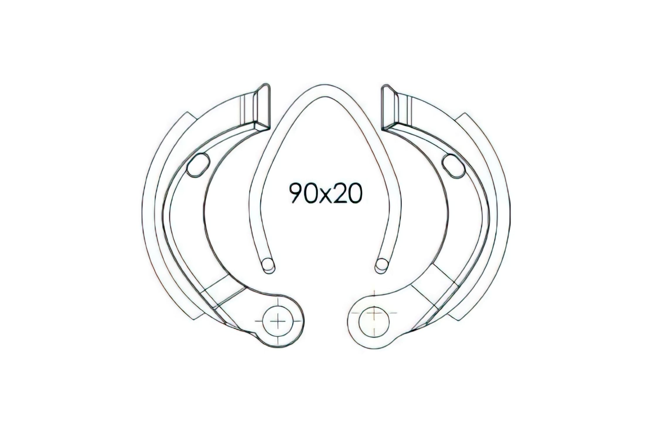 CGN493265 Front/rear brake shoes Doppler Grimeca (90x20) Peugeot 103 SPX / RCX / MBK