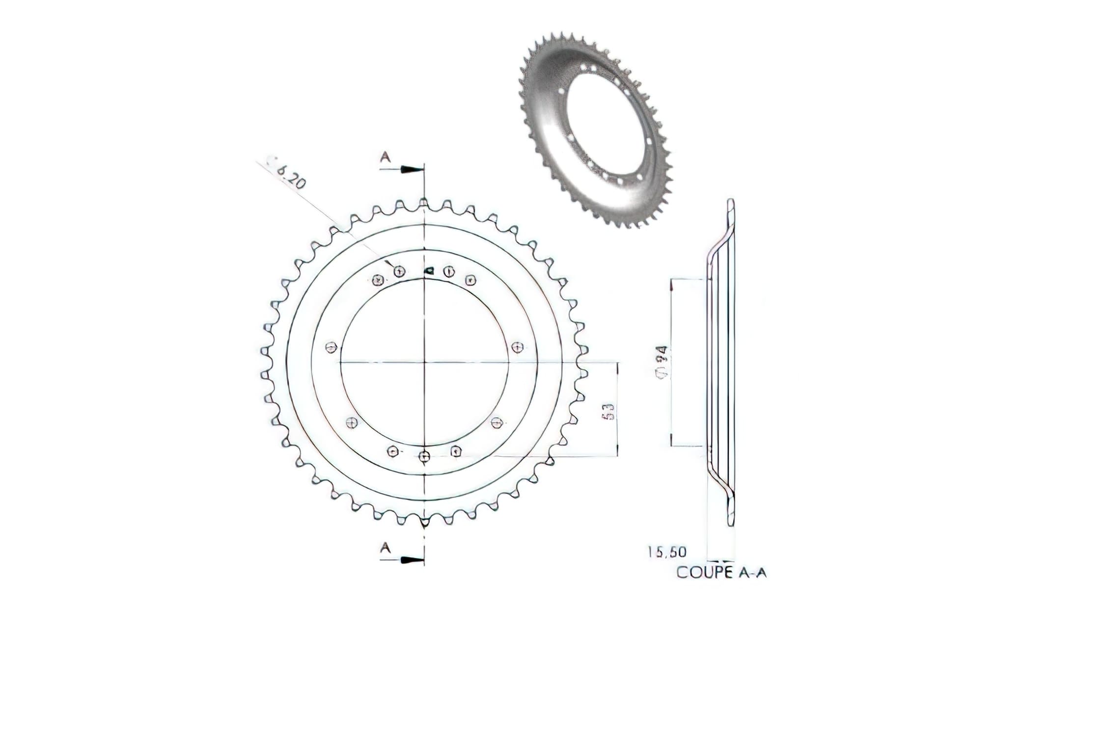 CGN244069 Corona, RYS 42 Denti, Peugeot 103 (diametro 94mm)