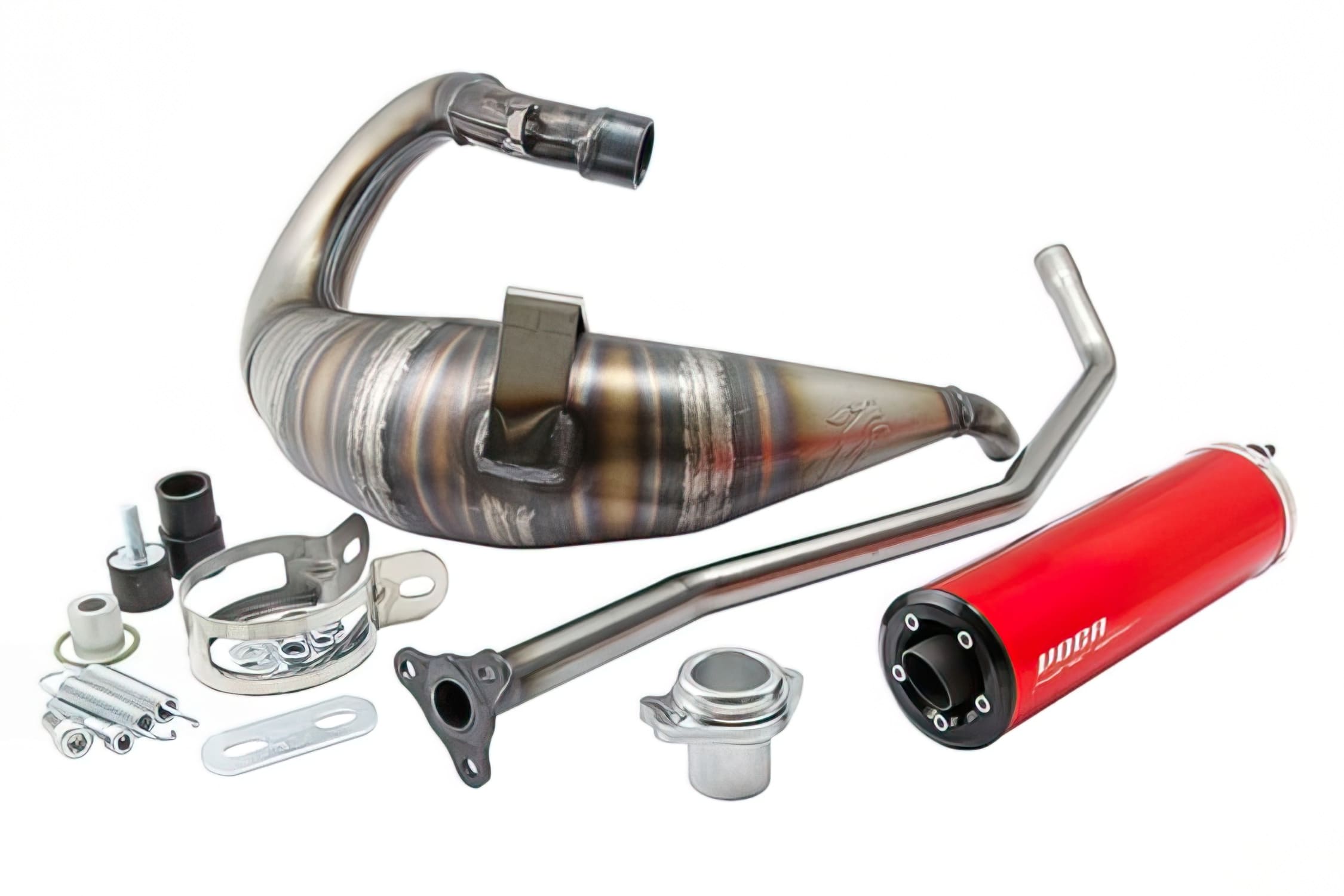 VCR-RD36192/RE Marmitta CE montaggio alto Voca Cross Rookie 50 - 70cc rosso Derbi Senda / DRD