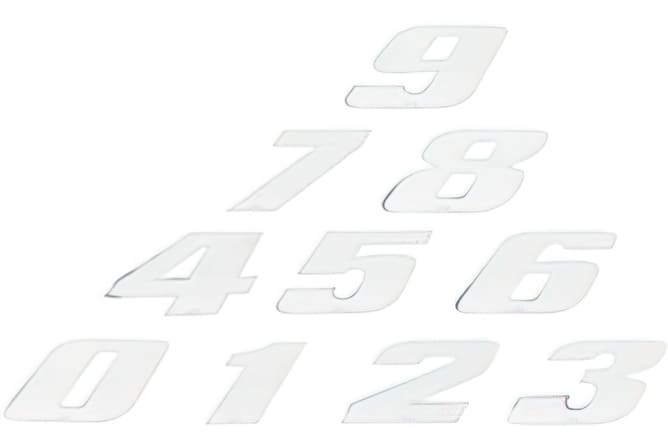 ST-NR20W7 Adesivo Numero di Gara, Numero 7, piccolo, bianco/ Bordo cromato, COD: ST-NR20W7