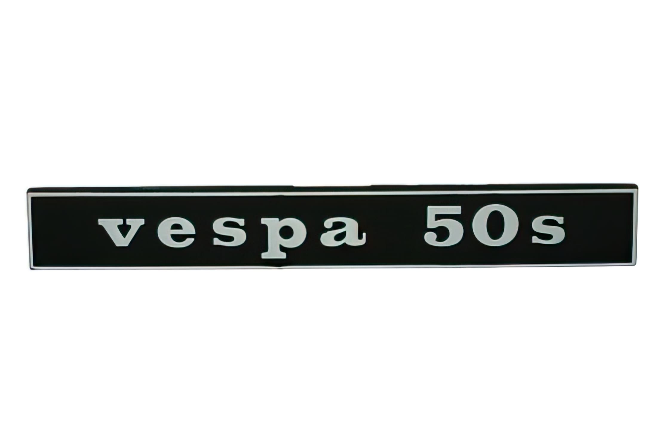 R142720540 Targhetta Vespa 50 S nero / cromato, COD: R142720540