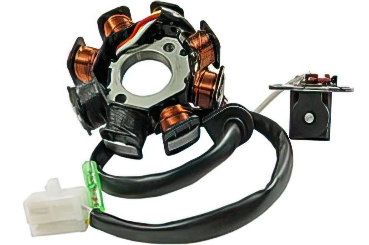 OE-GY6BT10006 Flangia di Fissaggio Statore GY6 Typ 139QMB / 139QMA con 2 Cavi, COD: OE-GY6BT10006