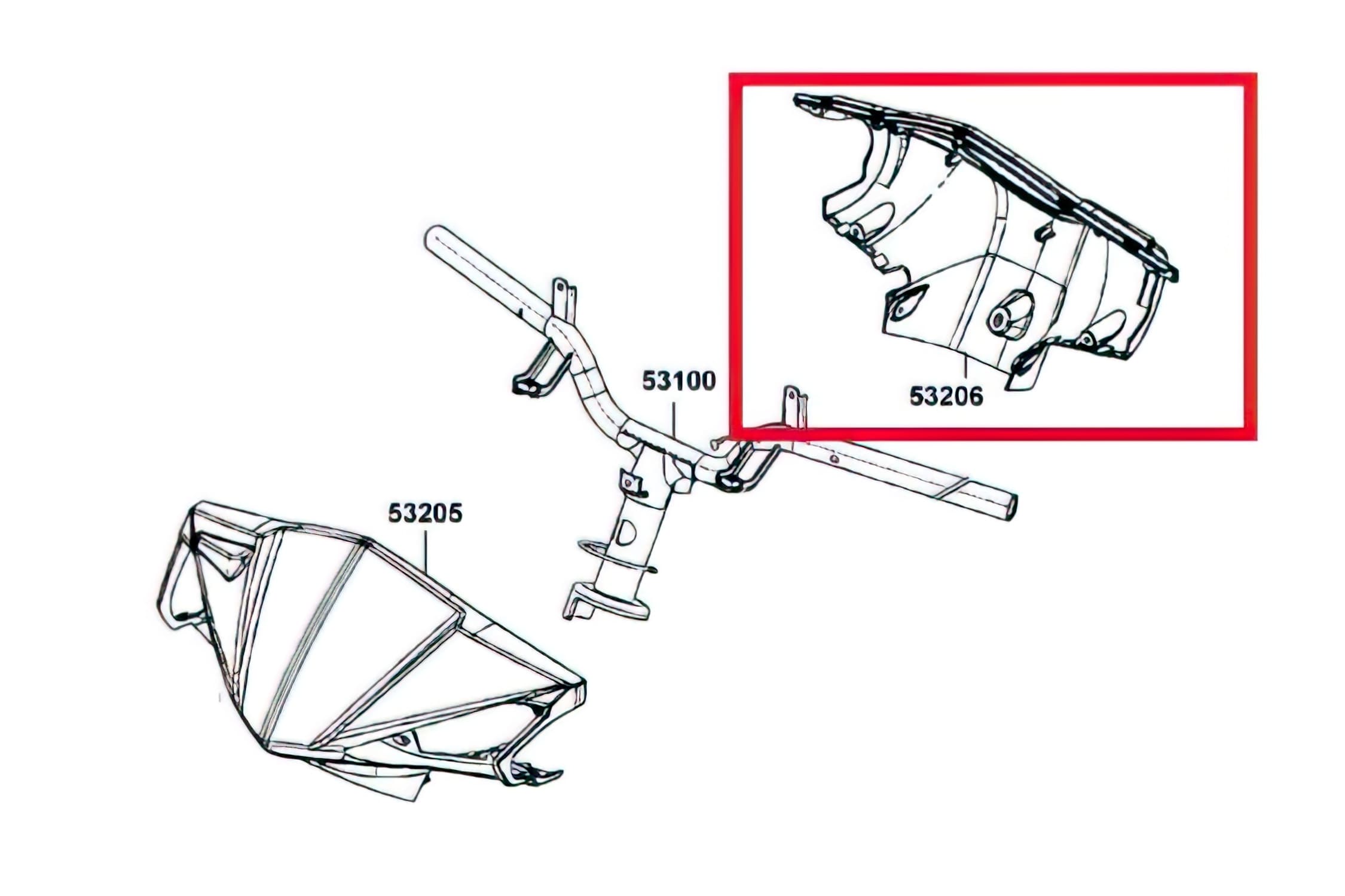 53206-LGB5-E10-N1R Coprimanubrio posteriore - ricambio originale Kymco Agility RS 50cc, COD: 53206-LGB5-E10-N1R