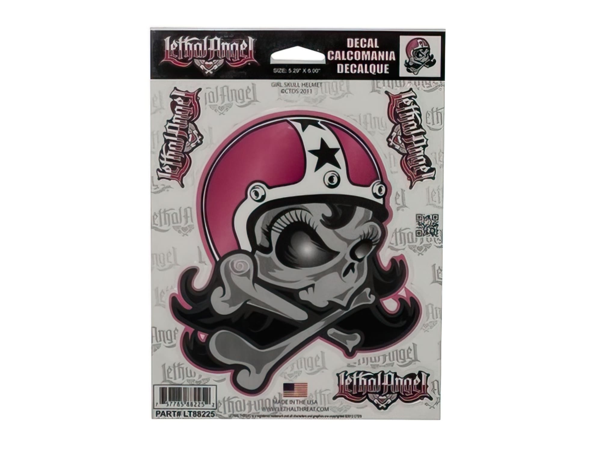 LT88225 Adesivo Lethal Threat Girl Skull Helmet 15x20cm