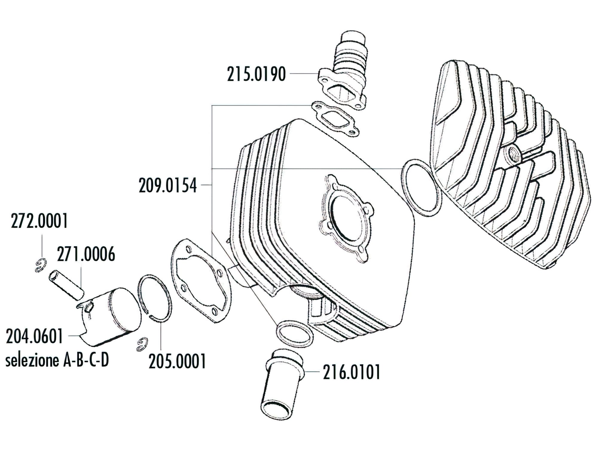 P204.0601/A Pistone Polini Serie 6000 80Cc 48mm (A) Zündapp Corsa 50, COD: P204.0601/A