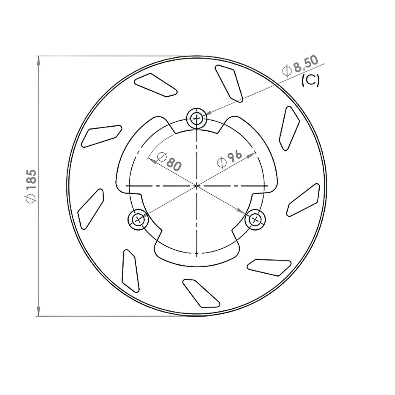 NG010 Disco Freno posteriore 185mm NG Brake Disc Rieju Spike, COD: NG010