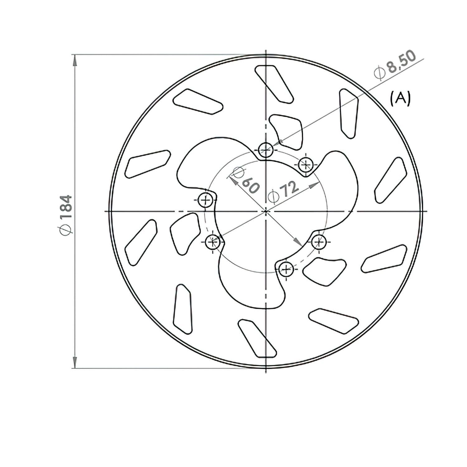 NG227 Disco Freno posteriore 184mm NG Brake Disc Gilera GSM, COD: NG227