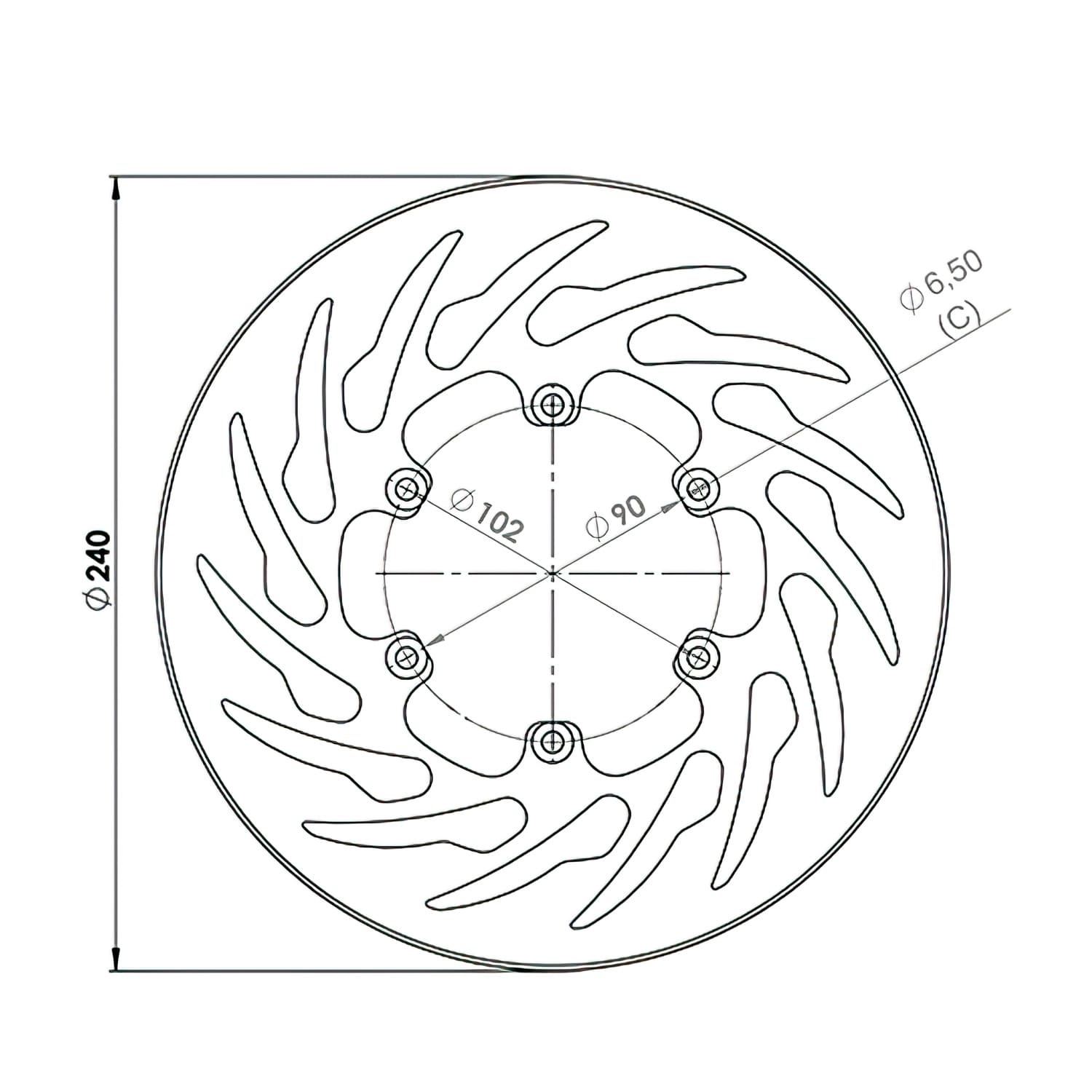 NG8024 Disco Freno anteriore 240mm NG Brake Disc Peugeot XP7, COD: NG8024