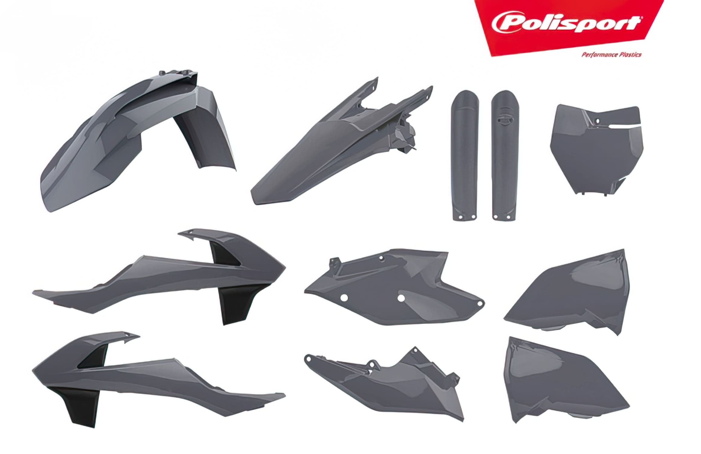POL-COMP-KIT-510 Kit Carena Polisport con kit deco Blackbird + Coprisella grigio Nardo KTM