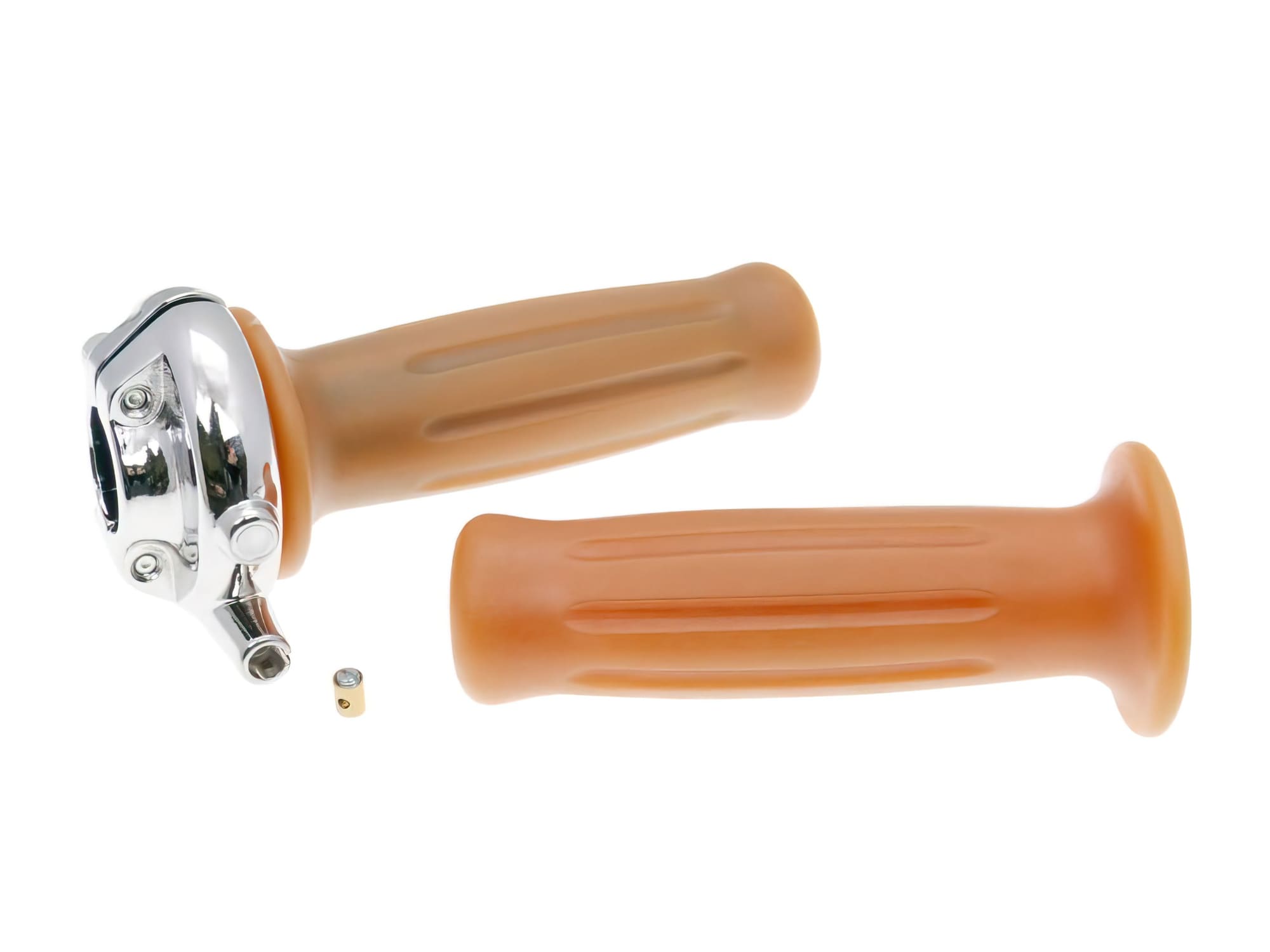 MOF-34598 Domino Chrome / Brown Rally Café Racer Throttle Control Set