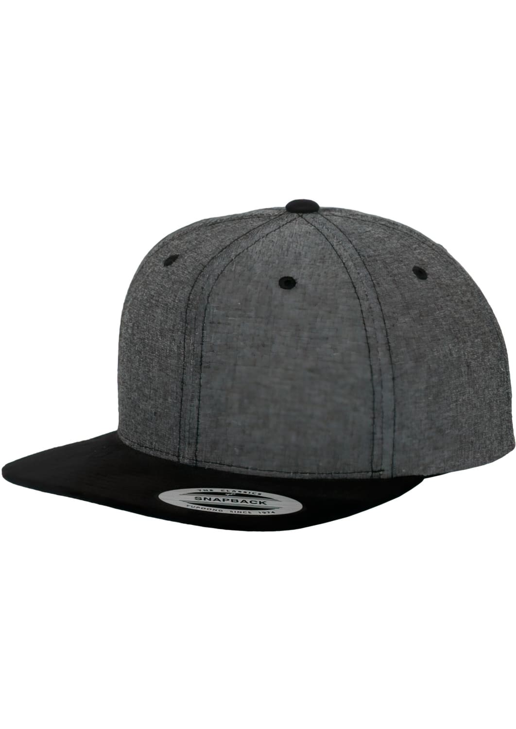 FF-6089CH-00017-0050 Chambray-Suede Flexfit Snapback Cap Black/Black