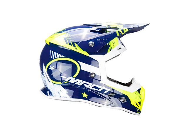 CGN505931 Casco Cross Trendy T-902 Mach1 blu / giallo S