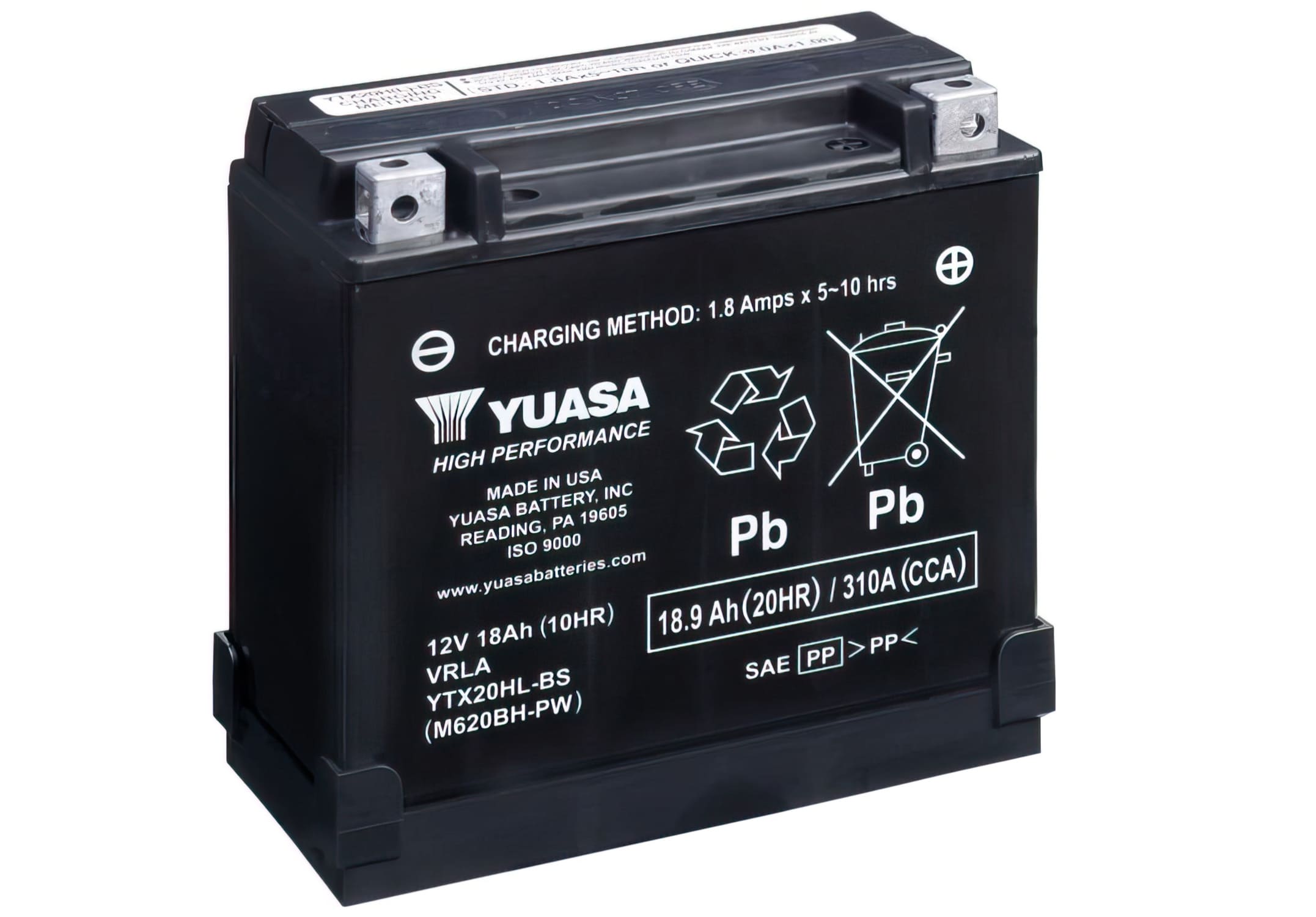 YUA36257 Batteria Yuasa YTX20HL-BS-PW DRY MF senza manutenzione - pronto per l'installazione