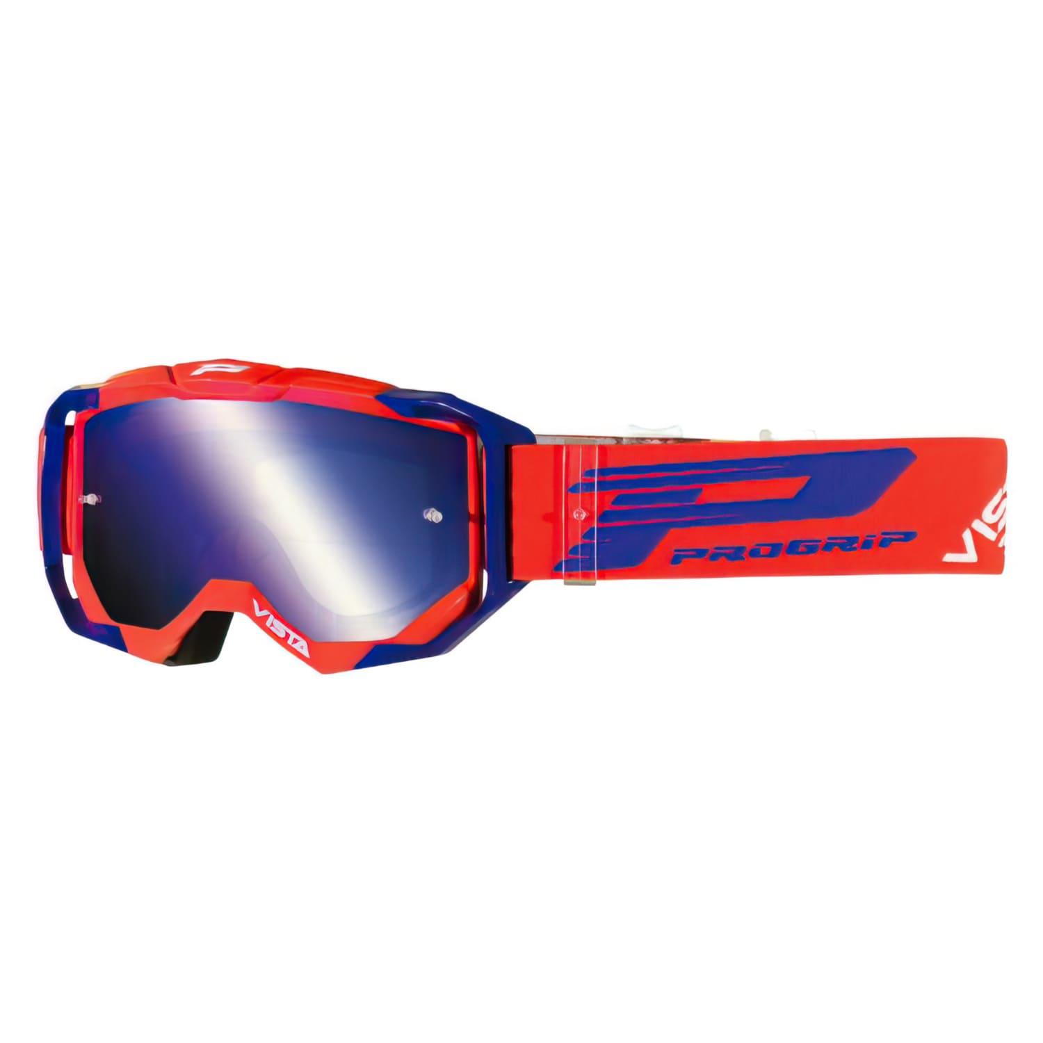 PG3303-FL-150025 Maschera cross ProGrip 3303 rosso/blu con Lente specchiato blu, COD: PG3303-FL-150025