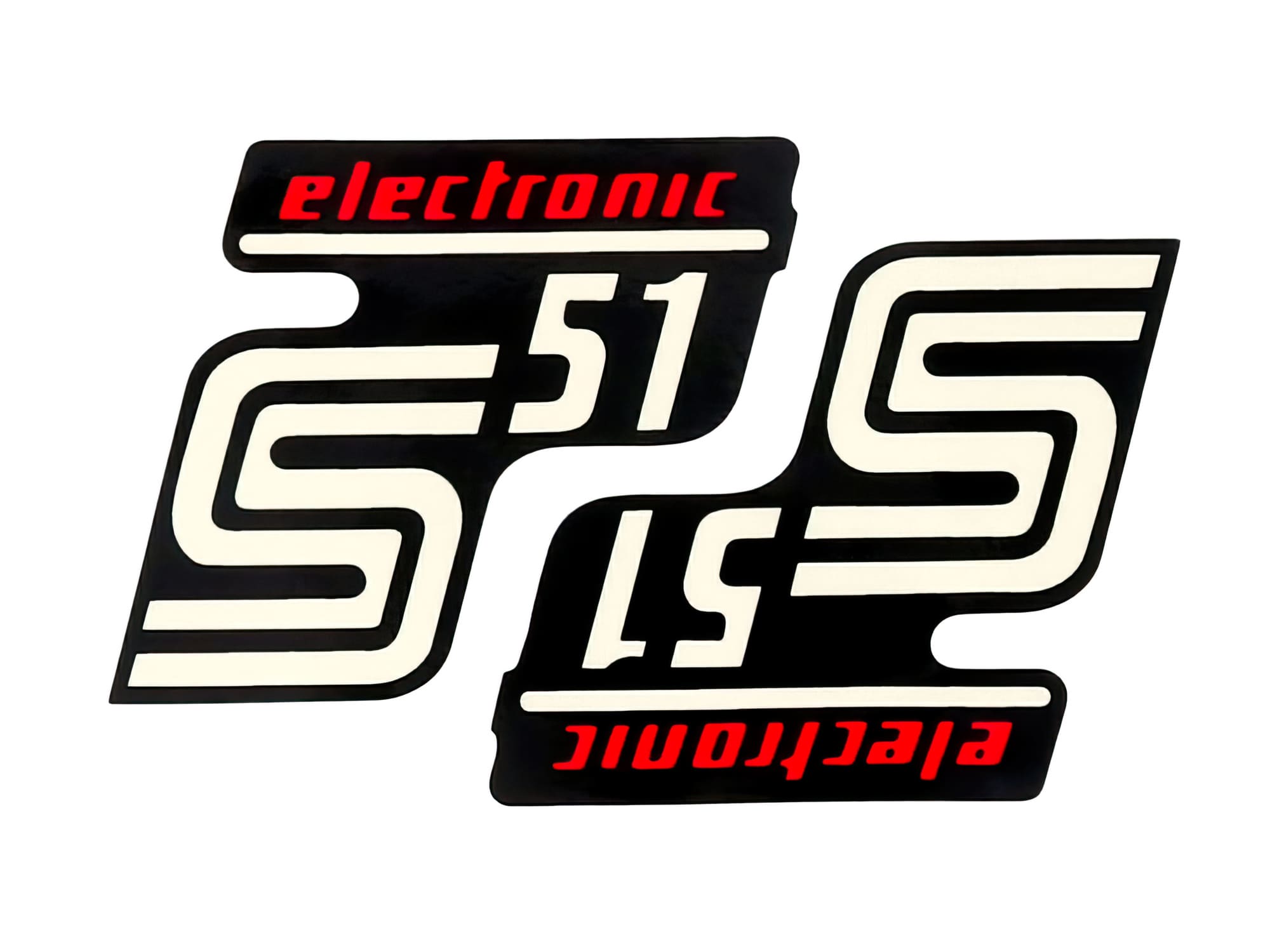 MOF-42003 Adesivo S51 Elektronik nero-rosso 2 pz. Simson S51