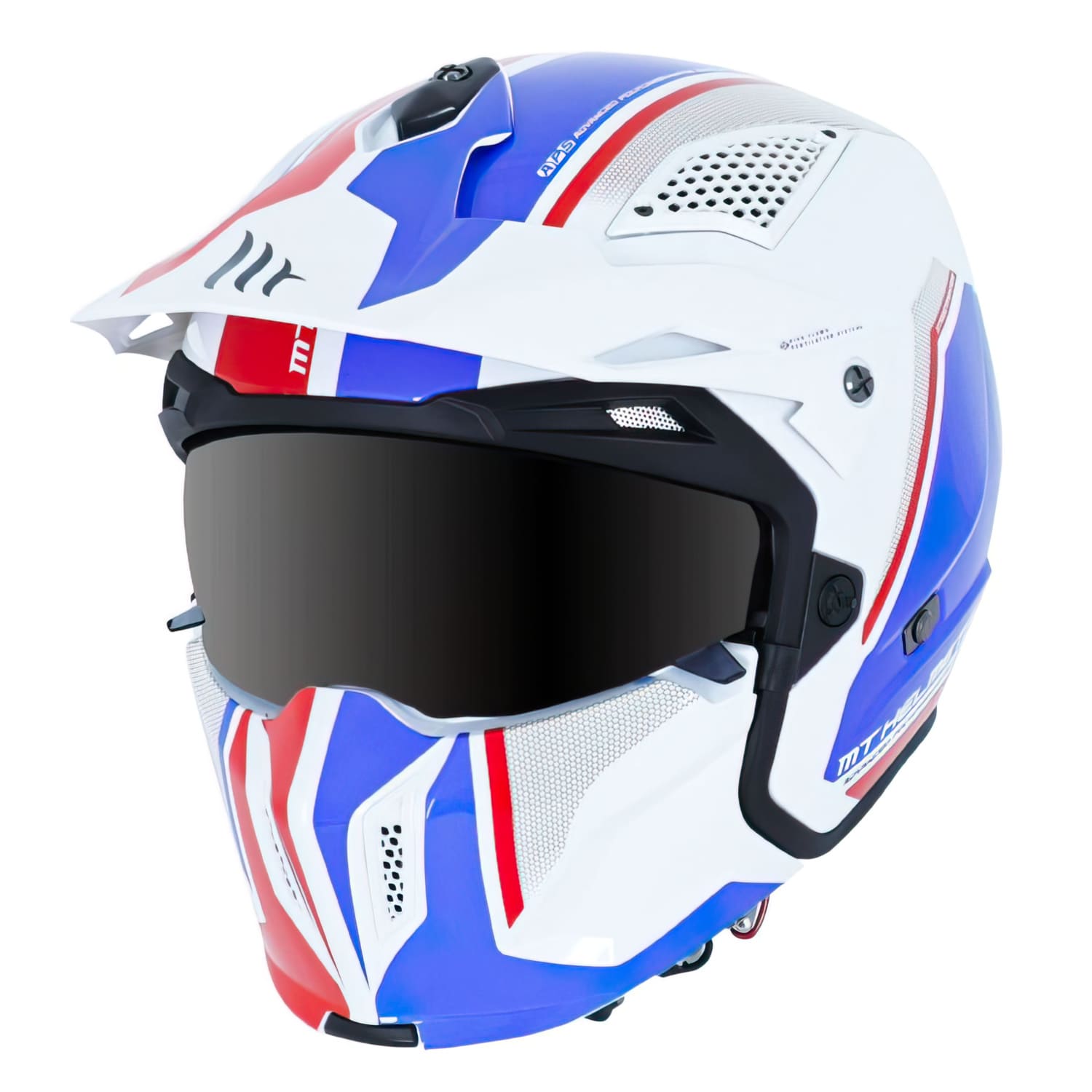 SF-162645 Casco trial MT Streetfighter SV Twin bianco / blu / rosso lucido XXL