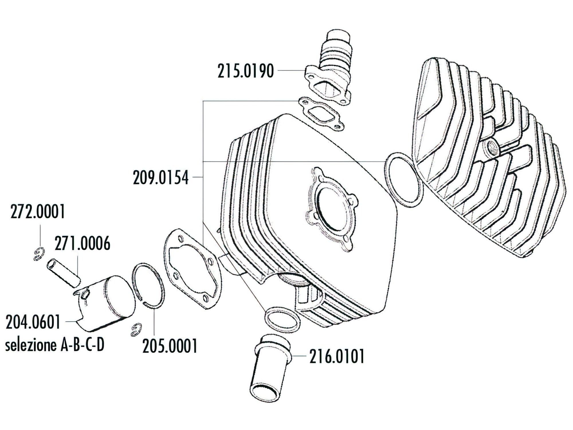 P204.0601/B Pistone Polini Serie 6000 80Cc 48mm (B) Zündapp Corsa 50, COD: P204.0601/B