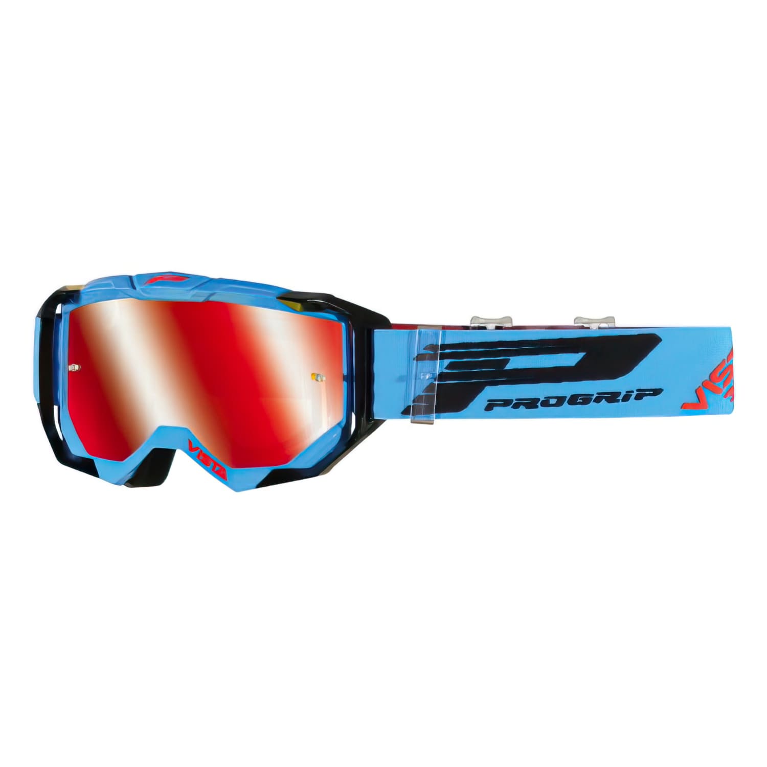 PG3303-FL-150021 Maschera cross Pro grip 3303 turchese/nero con Lente specchiato rosso, COD: PG3303-FL-150021