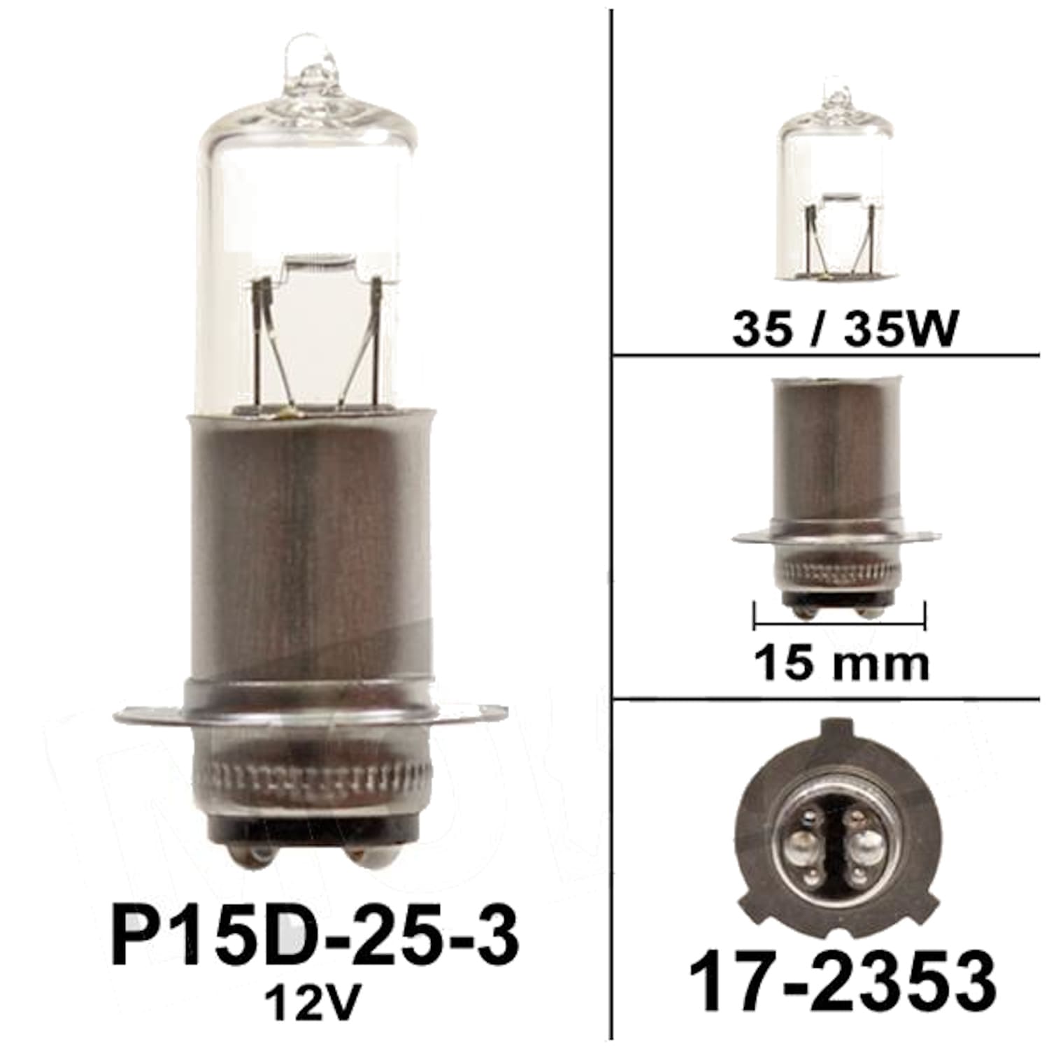 FLO-17-2353 Lampadina faro Flosser 12V 35/35W P15D-25-3, COD: FLO-17-2353