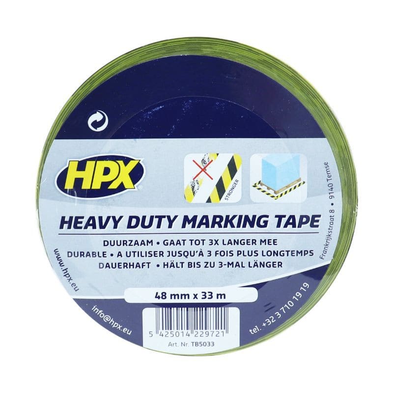 HPX-182771 Nastro segnaletico (adesivo) forte 48mm x 33m nero/giallo, COD: HPX-182771