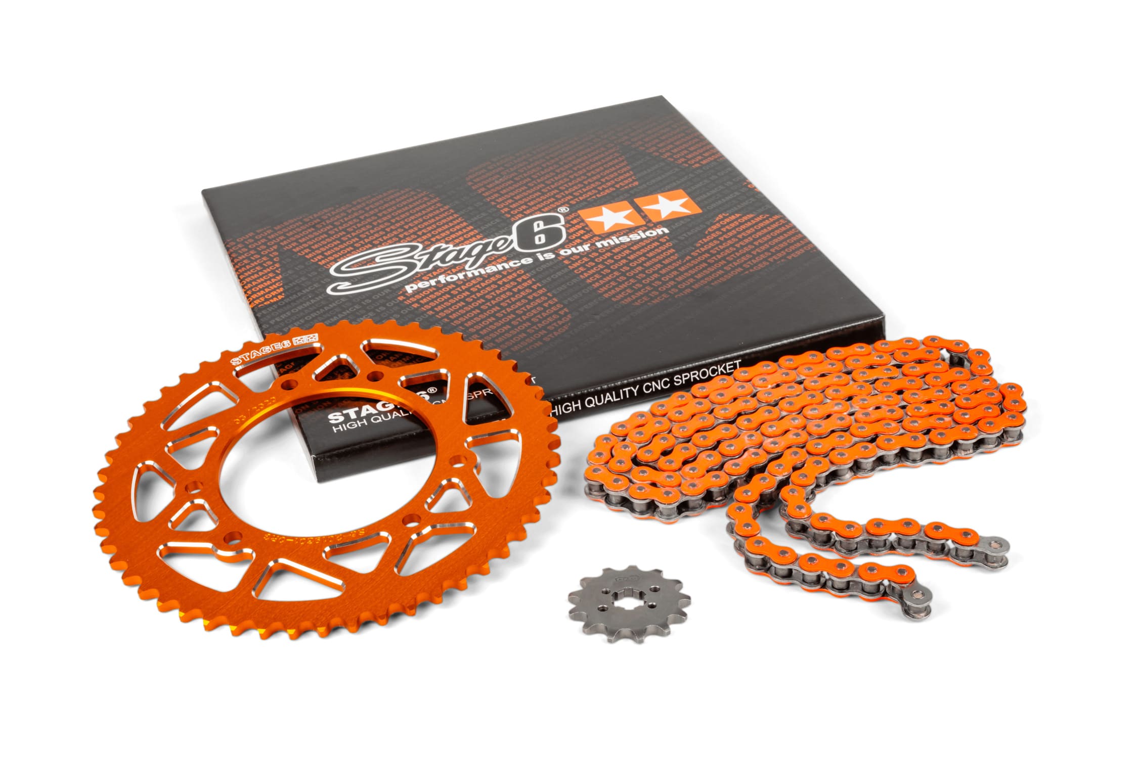 S6-2119313/OR Kit catena 13x53 - 420 Stage6 alu CNC Arancione Derbi DRD Pro, COD: S6-2119313/OR