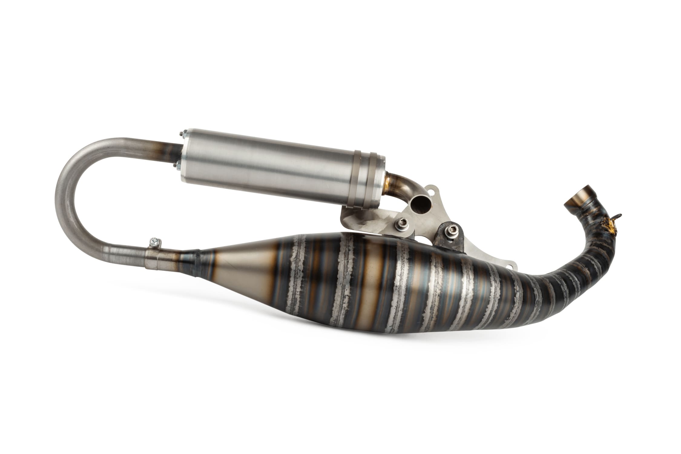 OPU010 Scarico Ottopuntouno R-18 70cc per carter Malossi RC-one Piaggio